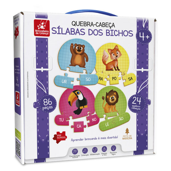 Quebra cabeça - sílabas dos bichos