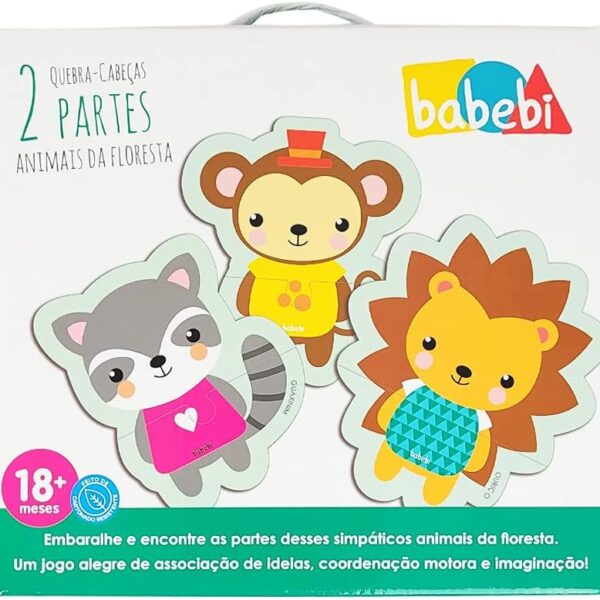 Quebra-cabeça 2 partes - Animais da floresta