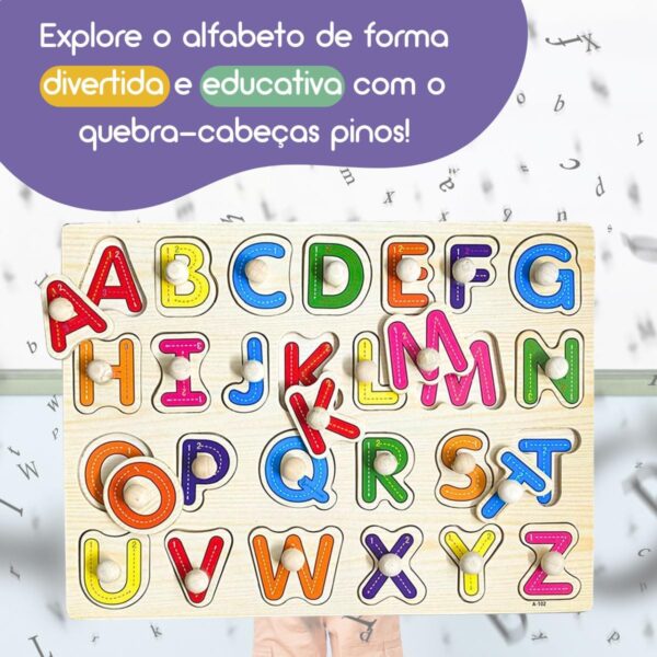Encaixe divertido letras com pinos