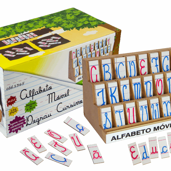 Alfabeto móvel degrau cursivo