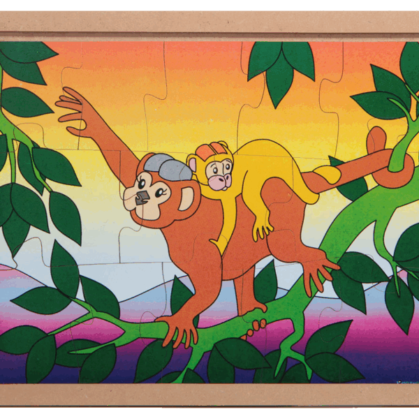 Quebra-cabeça animais e filhotes - macaco