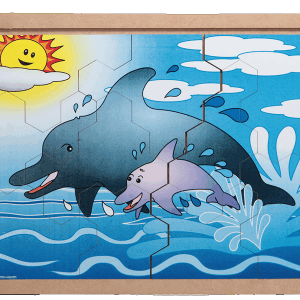 Quebra-cabeça animais e filhotes - golfinhos