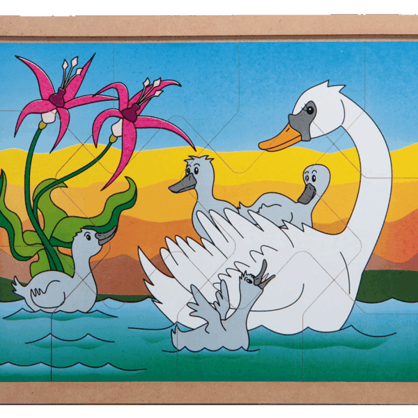 Quebra-cabeça animais e filhotes - cisne