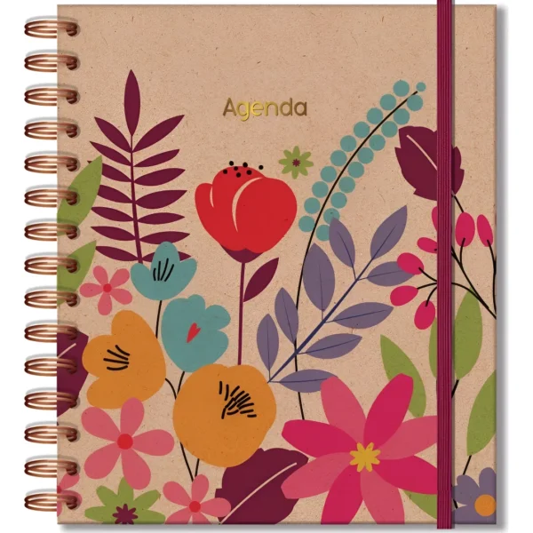 Agenda semanal floral kraft M