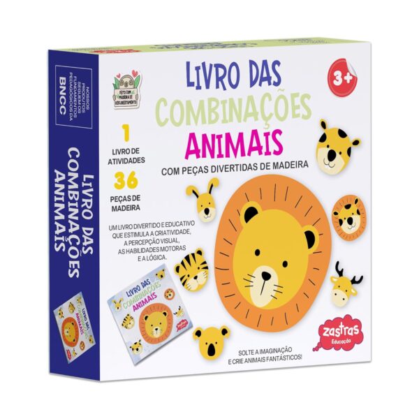 Livro das combinações: Animais com peças de madeira