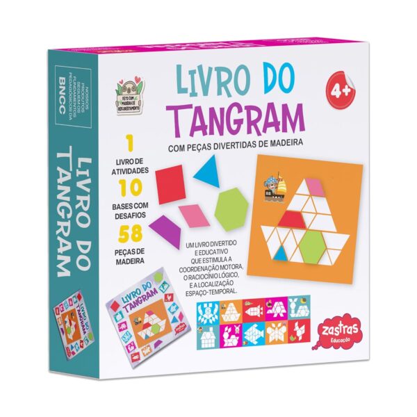Livro do Tangram com peças de madeira